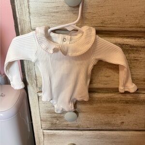 Mud Pie White Ribbed Bodysuit